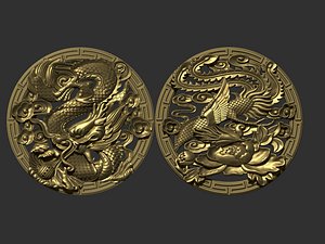 dragon and phoenix pendants 3D model