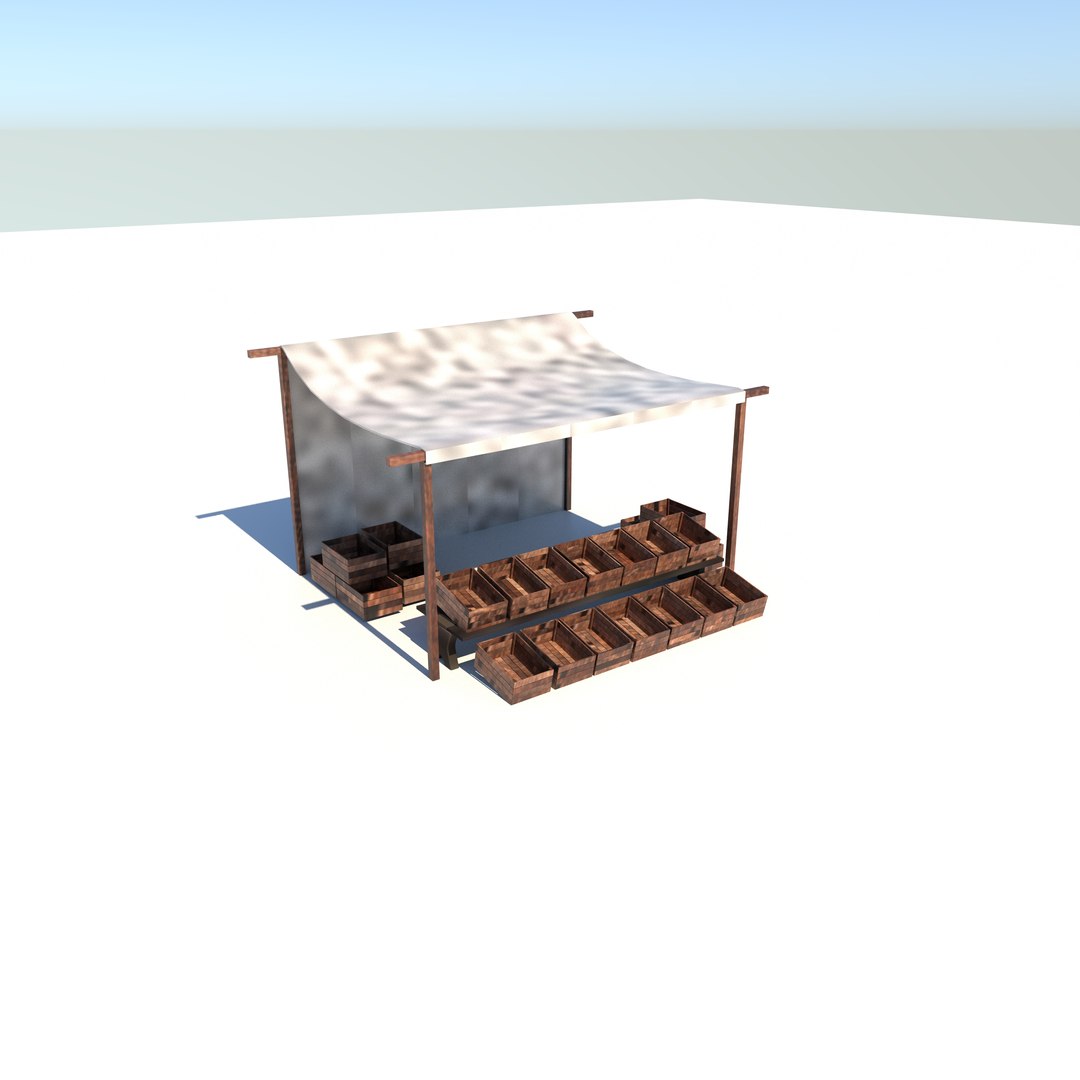 3D Market Stall Low-poly 3D Model - TurboSquid 2344937