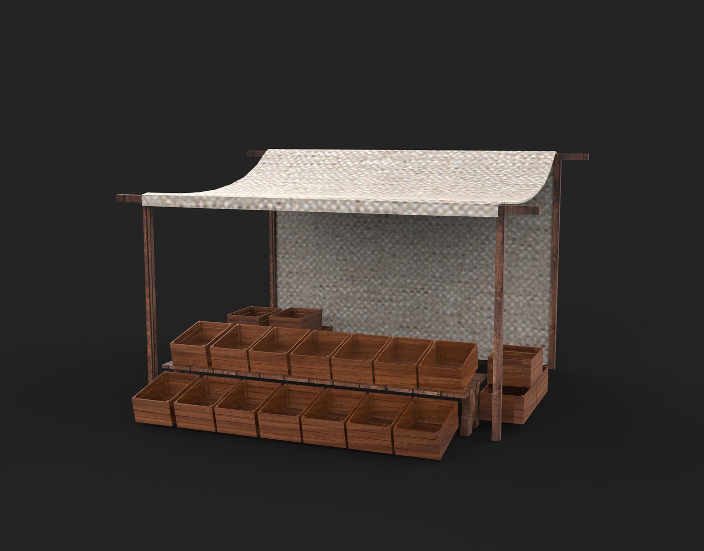 3D Market Stall Low-poly 3D Model - TurboSquid 2344937