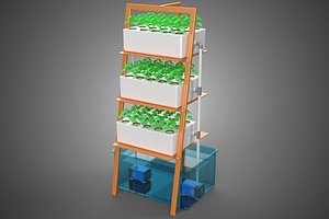 VERTICAL HYDROPONIC SOILLESS PLANT GROWTH WATER TANK RESERVOIR 3D