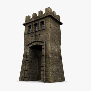 3d model medieval tower gatehouse
