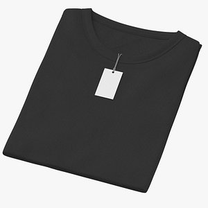 Female Crew Neck Folded With Tag Black 3D model