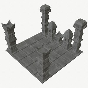 modular stone temple pieces 3D model