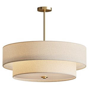 Modern Drum Chandelier 4 Light Fabric Pendant Light
