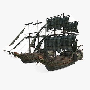 Ancient large sailboats and pirate ships 3D model