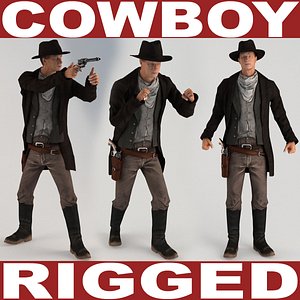 3d cowboy rigged model