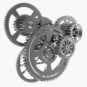 chrome clockwork mechanism 3D