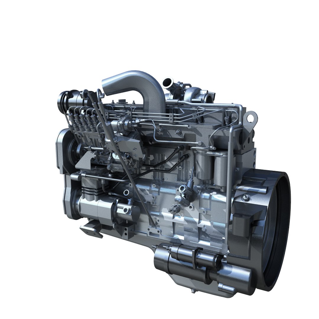 6 Cylinder Diesel Engine 3d Model
