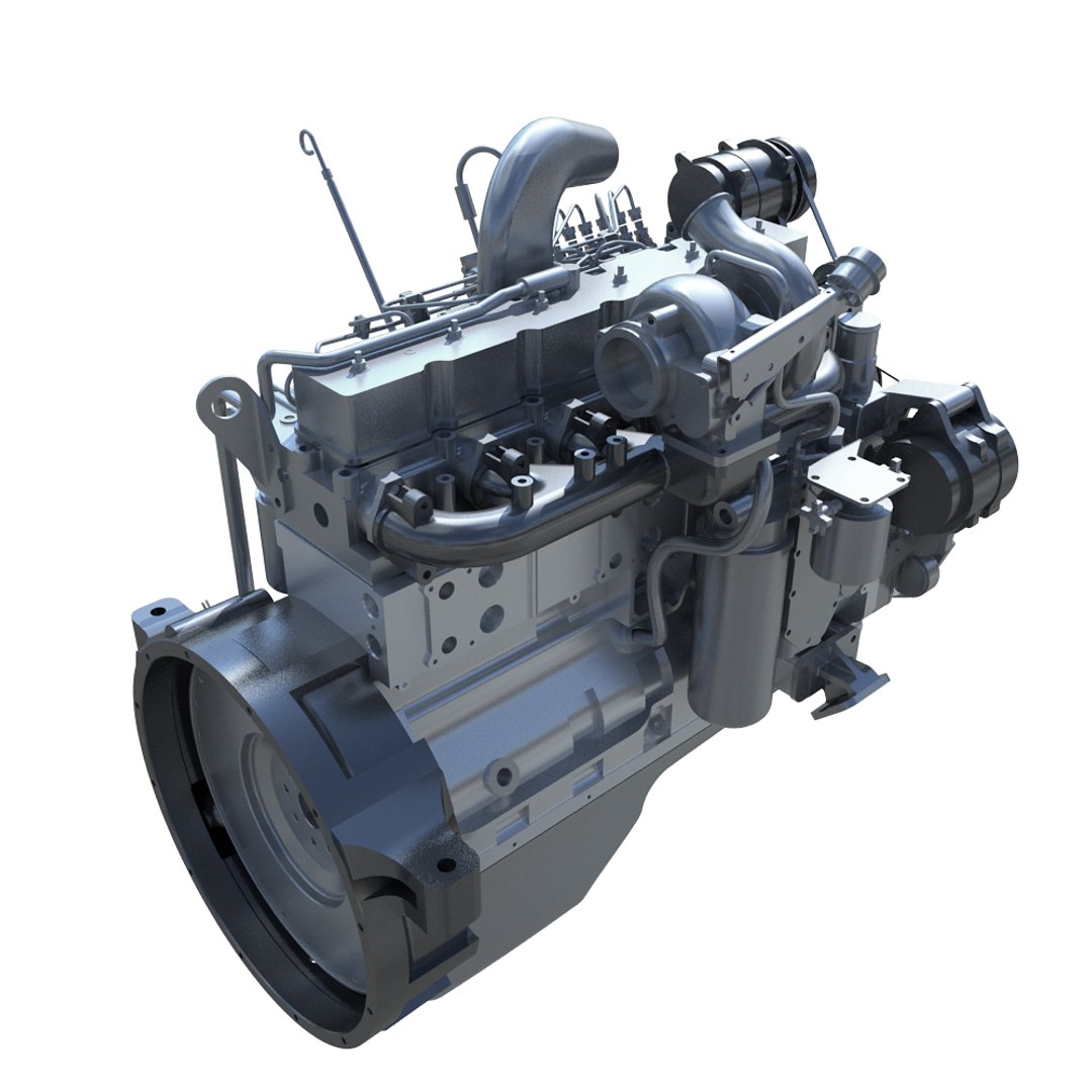 6 Cylinder Diesel Engine 3d Model