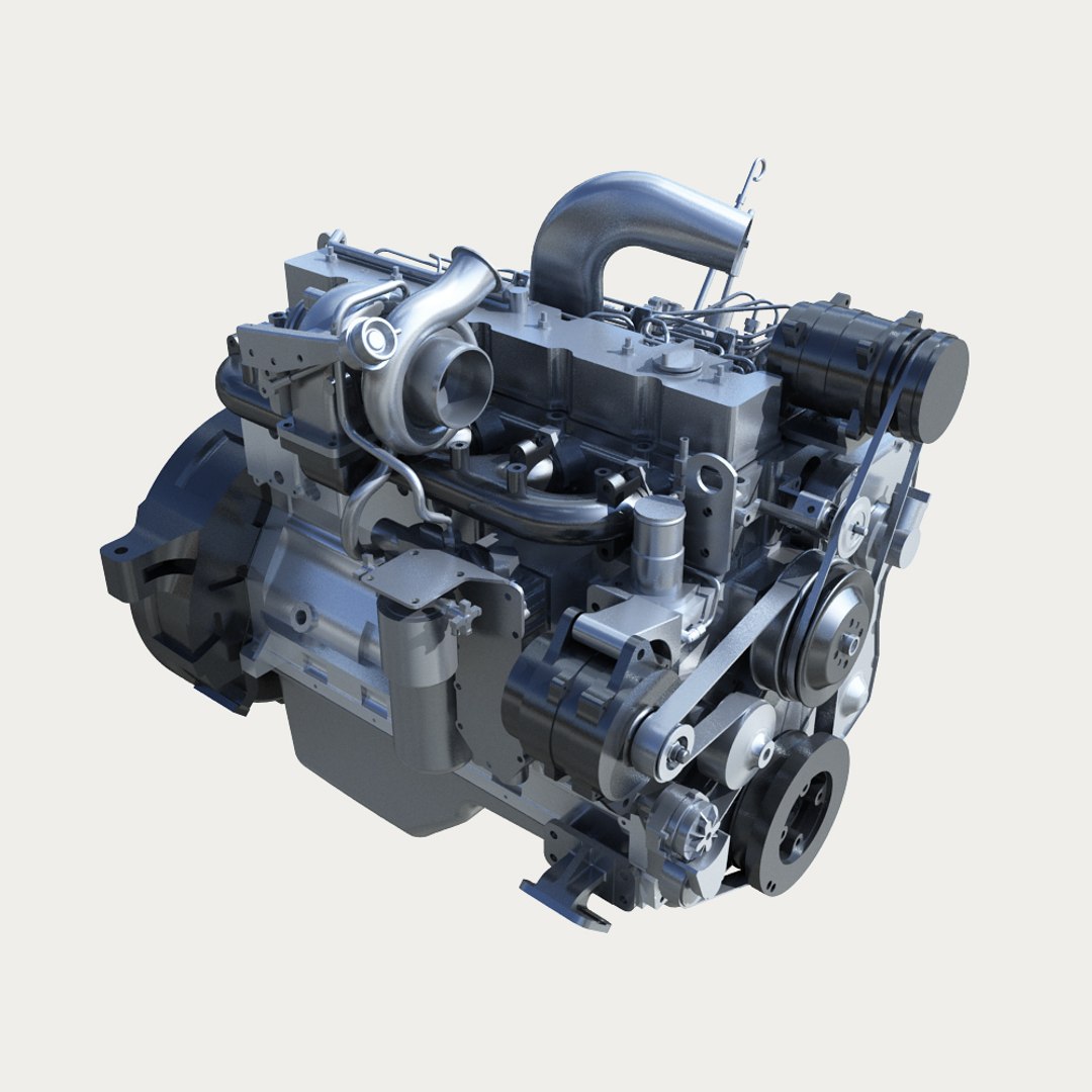 Diesel Turbo - 6-cylinder Engine 3D Model - FlatPyramid