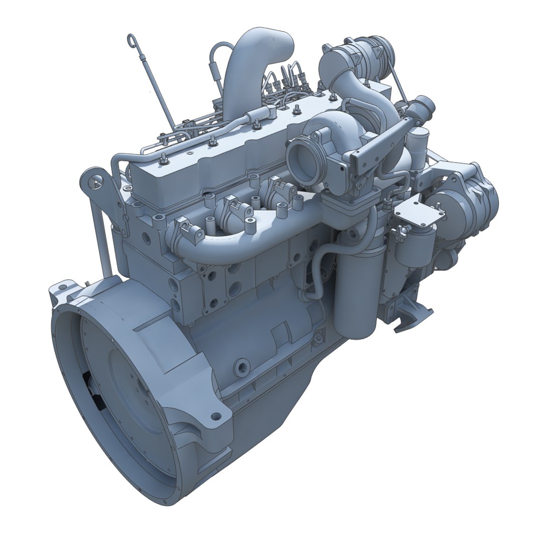 Diesel Turbo - 6-cylinder Engine 3D Model - FlatPyramid