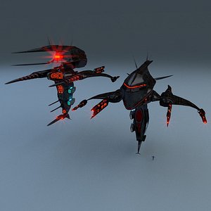 3d alien gunship weapons model