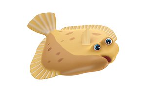 Common dab animated fish low poly toon