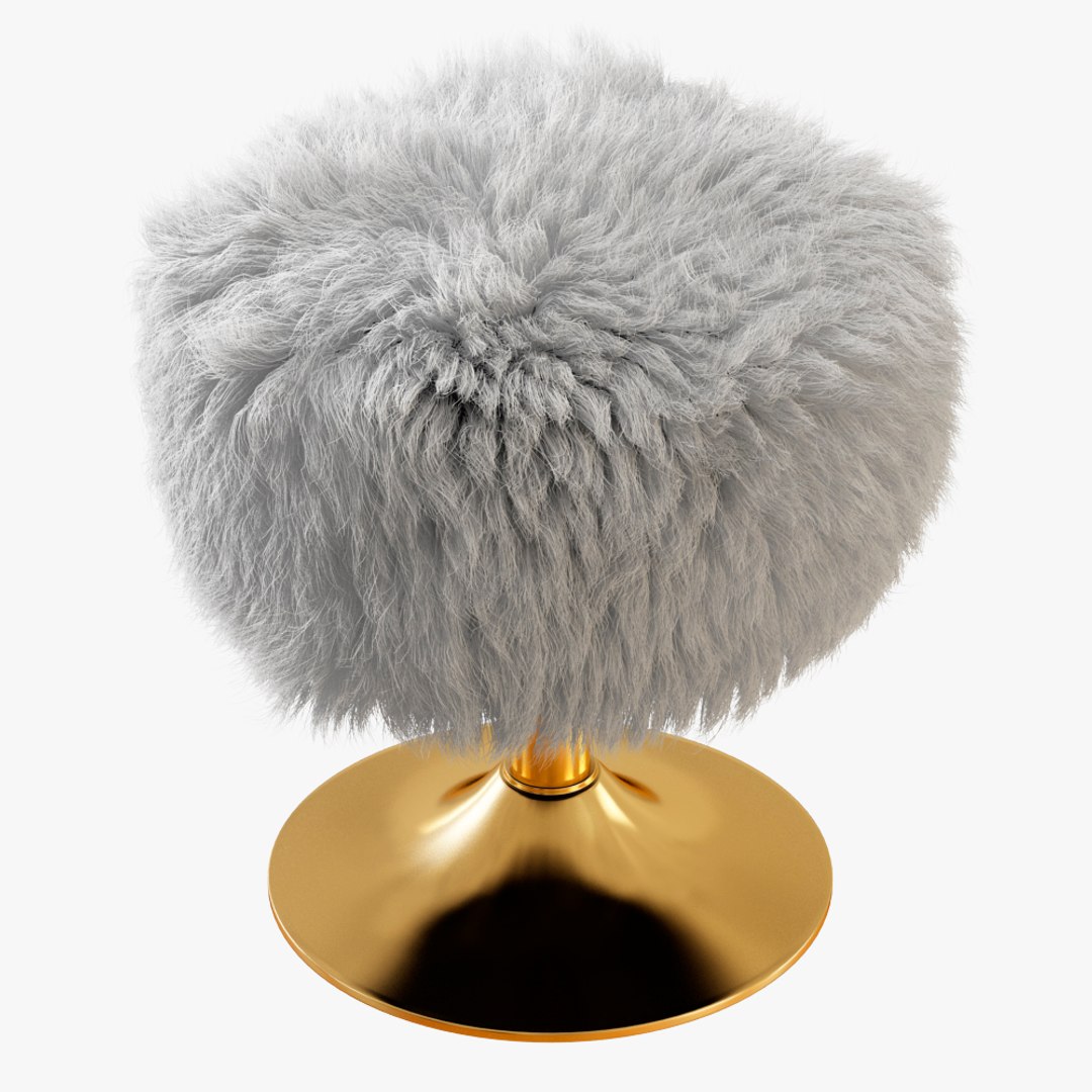 3D White Faux Fur Stool - TurboSquid 1275720