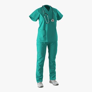 Female Surgeon Dress 7 with Blood 3D Model