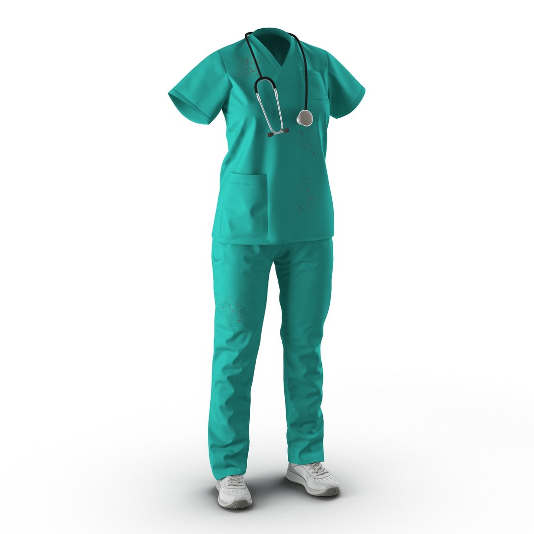 Female Surgeon Dress 7 with Blood 3D Model 3D model preview