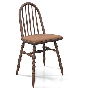 Oak Windsor Chair Solid Wood Dining Chair PBR 3D model