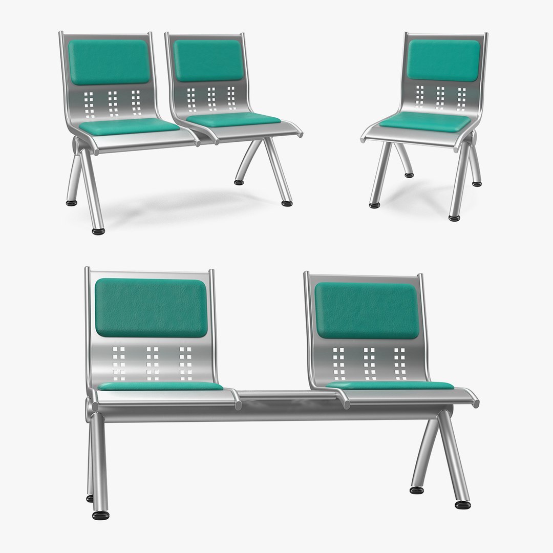 Metal Waiting Chairs 3D Models Collection 3D model preview
