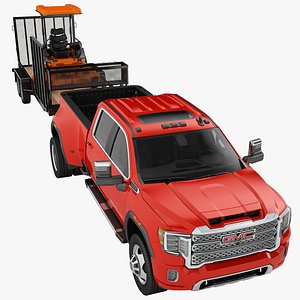 GMC SIERRA HD DENALI 2020 with Landscape Pro Trailer 02 3D model