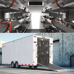 Kubota Diesel Generator Morgue Support Trailer with Interior Rigged 3D