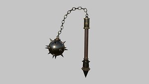 Medieval Flail 04 Black Dark - Character Fantasy Weaponry model