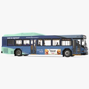 3D model Gillig Low Floor Hybrid Bus Intercity Blue with People Fur