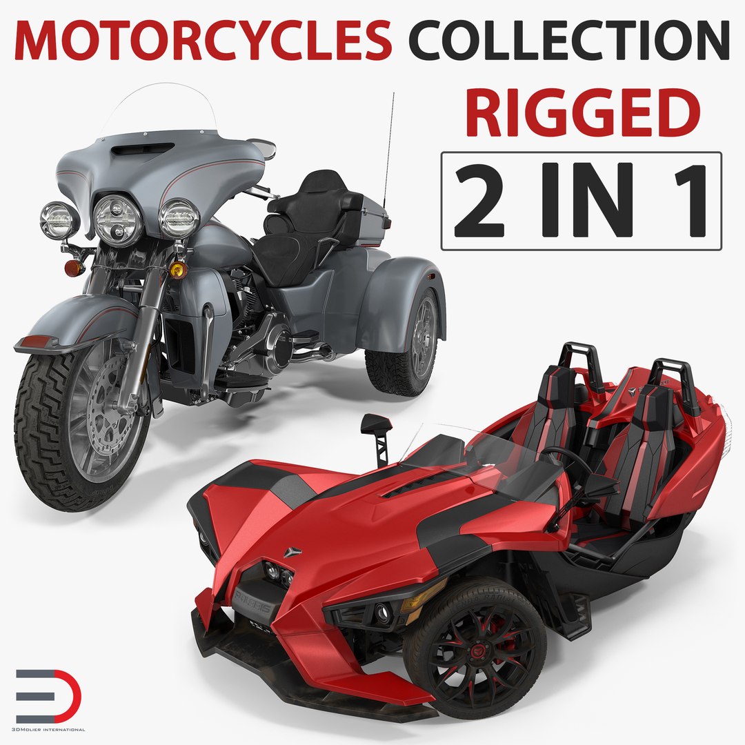 Rigged Trike Motorcycles 3D Models Collection 3D model preview