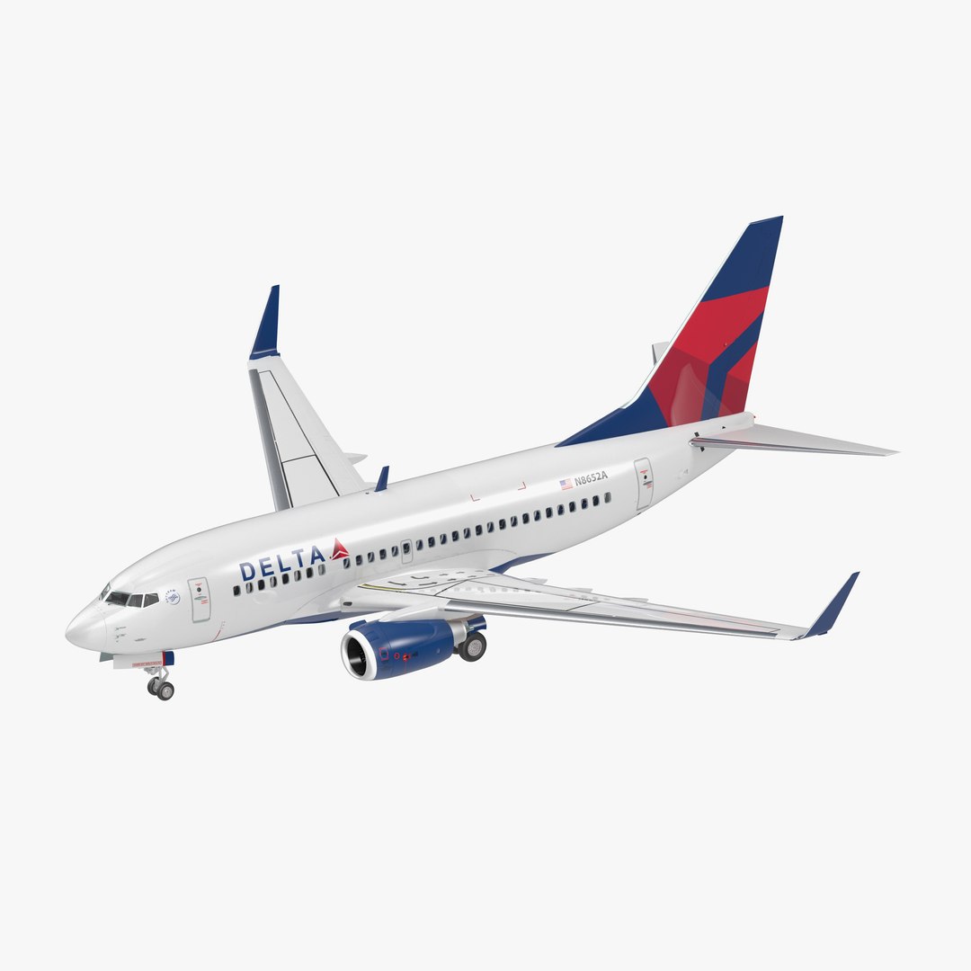 Boeing 737-600 with Interior Delta Air Lines Rigged 3D model preview