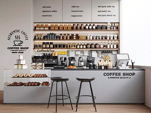 Modern Minimalist Coffee Shop - bar set