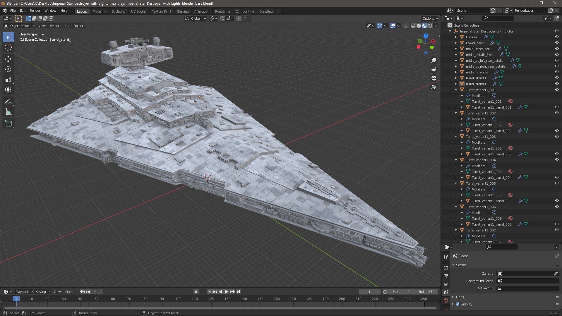 3D Imperial Star Destroyer With Lights - TurboSquid 2212705