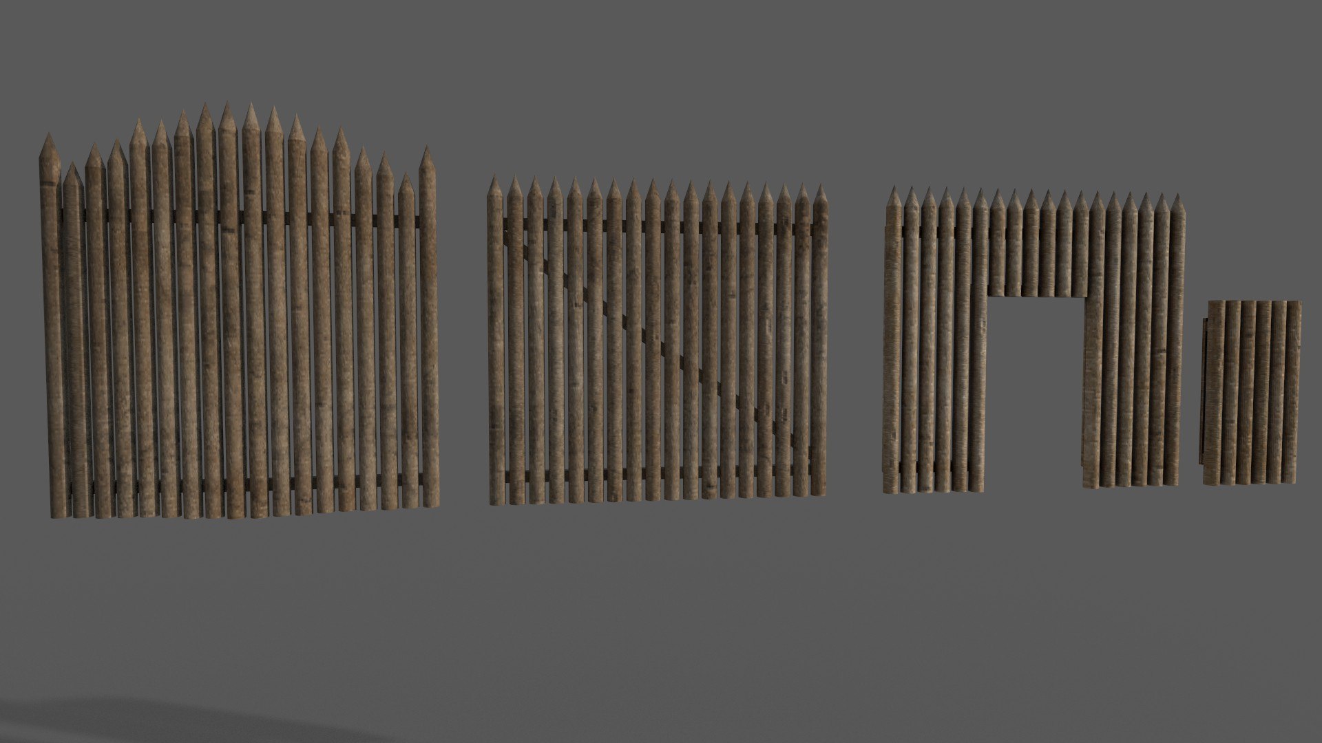 3D Palisade Wood Fence Modular - TurboSquid 1723051