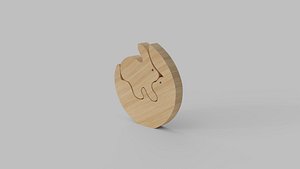 3D Wooden Rabbit Showpiece model