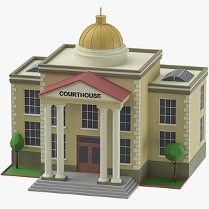 3D Low Poly Cartoon Courthouse