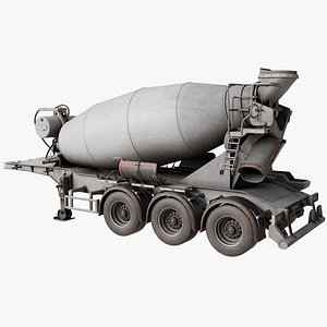 Cement Mixer Dusty White Rigged All PBR Unity UE Textures