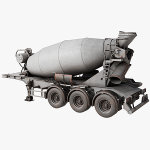Cement Mixer Dusty White Rigged All PBR Unity UE Textures