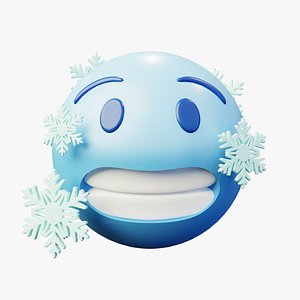 3D Freezing Cold Emoticon Emoji or Smiley model
