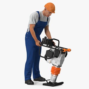 Construction Worker with WEN 56040 Tamping Rammer Rigged
