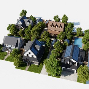 Modular Classic Style American large 5 House pack with creation tool model