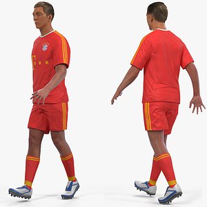 Soccer or Football Player Bayern Rigged for Cinema 4D 3D Model
