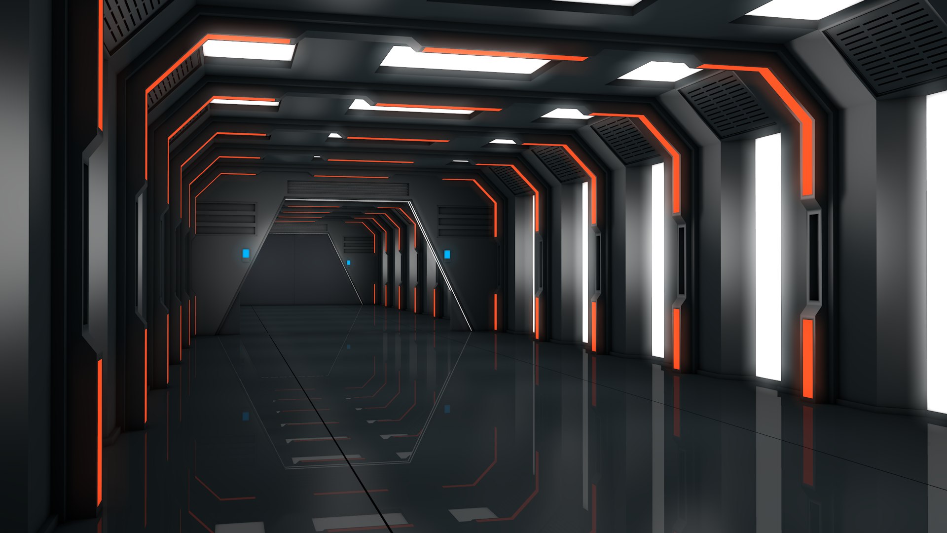 Low Poly Sci Fi Corridor 3D Model - TurboSquid 2445392