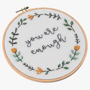 Embroidery in Wooden Hoop 3D