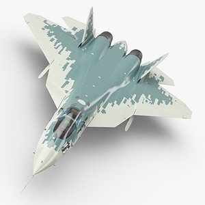 3D model Su57 Stealth Jet Fighter Vehicle Grey Camo