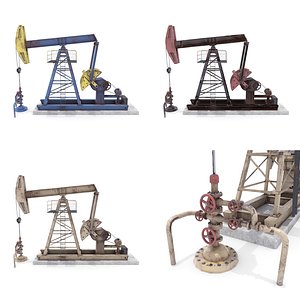 3D oil pumpjack pack model