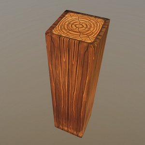 3D model tileable wooden pillar
