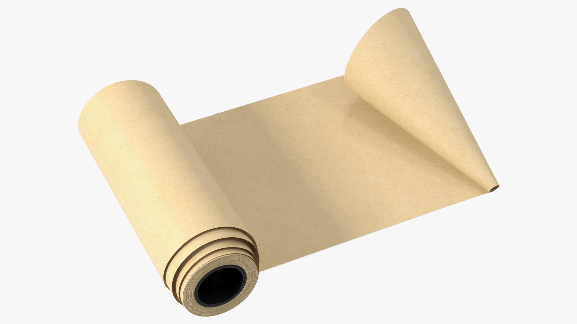 Roll of Kraft Paper Unfolded 3D model preview