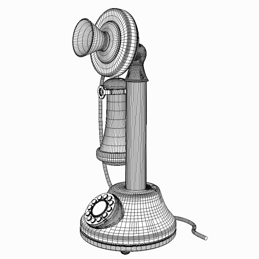 photoreal antique phone candlestick 3d model