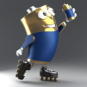 3d cartoon batteryman battery man character