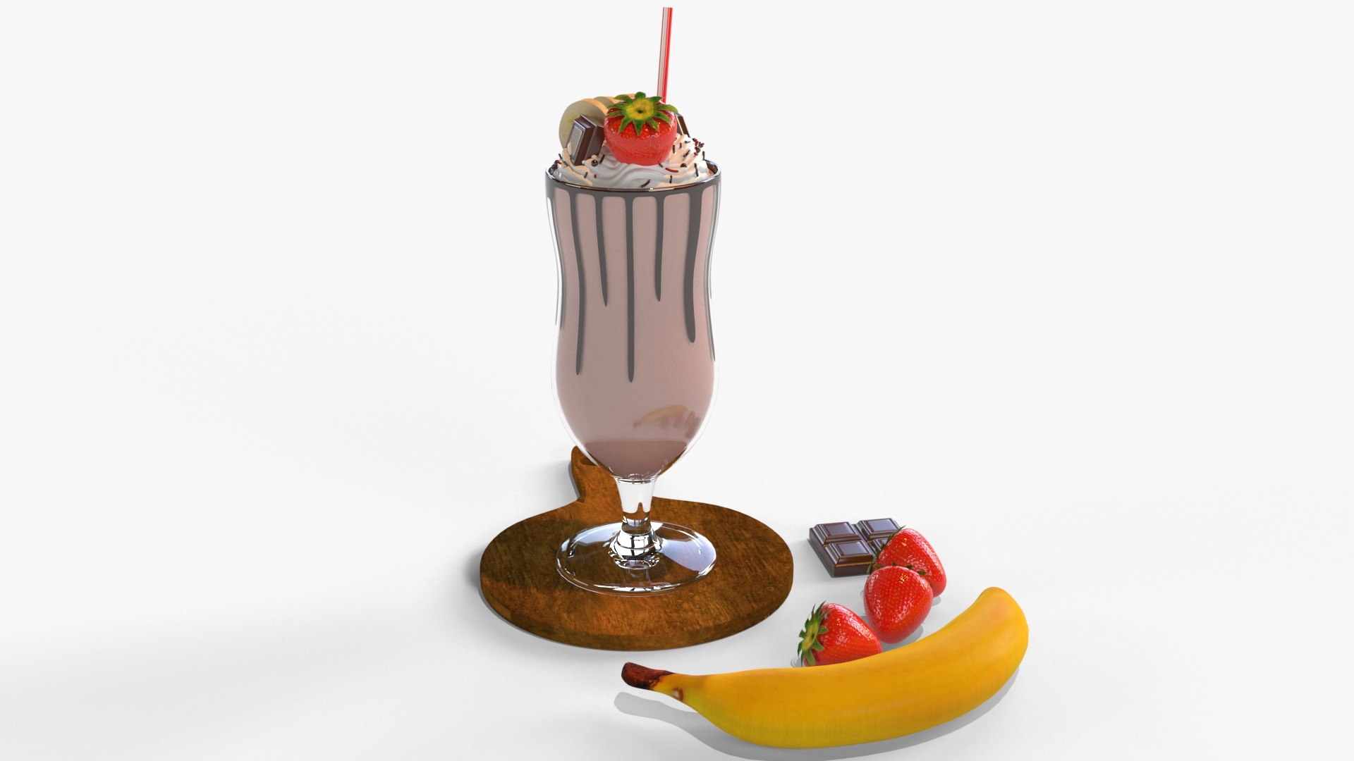 3d Strawberry Banana Milkshake Turbosquid 1909063 1287