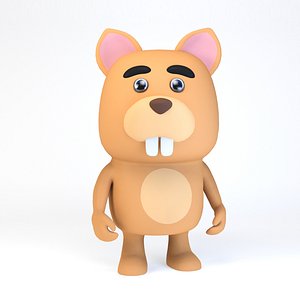 Cartoonish Humanoid Squirrel Character