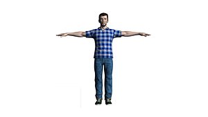 3D Man with blue shirts model